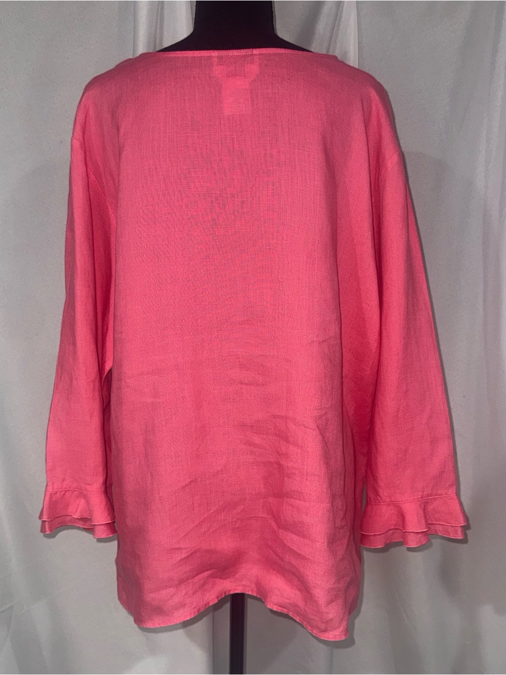 Talbots Bright Coral Tie-Neck Tunic - Picture 2 of 9